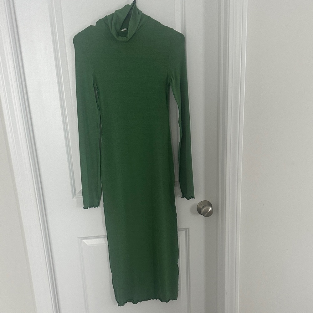 Topshop Forest Green Long Sleeve Dress
